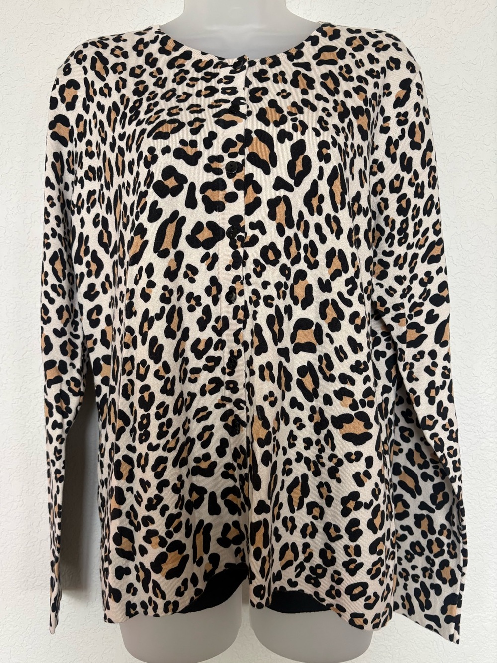 august silk Leopard Print Button-Down Tunic - Beige/Black/Tan